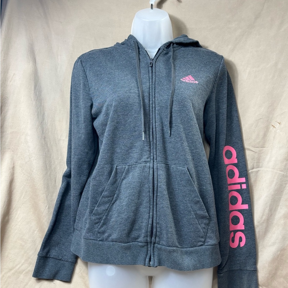 Adidas Women's Charcoal Hoodie with Pink Accents
